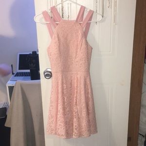 pastel pink lace homecoming dress